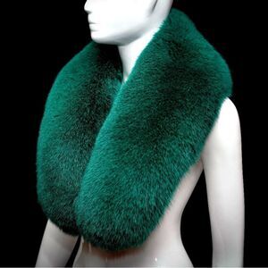 ♥️ Emerald Green Blue Fox Fur Fancy Collar Scarf Stole